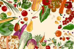 Бесплатное векторное изображение Фрукты и овощи фон