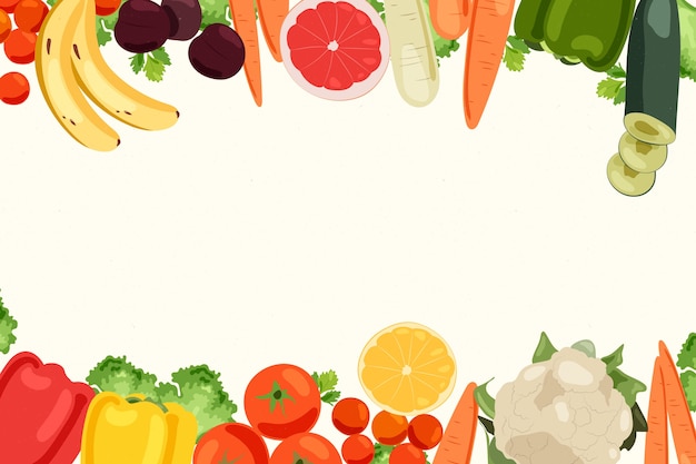 無料ベクター 果物と野菜の背景