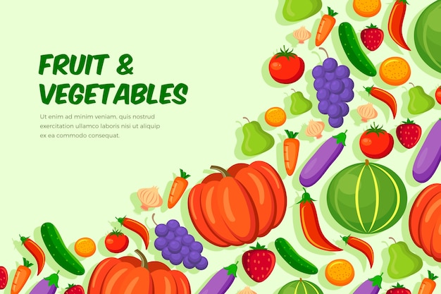 無料ベクター 果物と野菜の壁紙