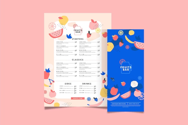 Free vector fruit bar menu template