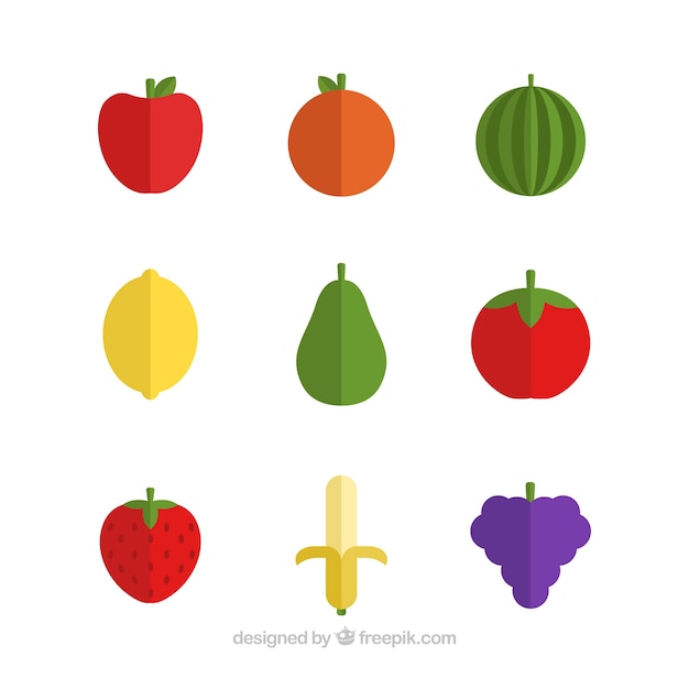 Плоский дизайн коллекции плодов