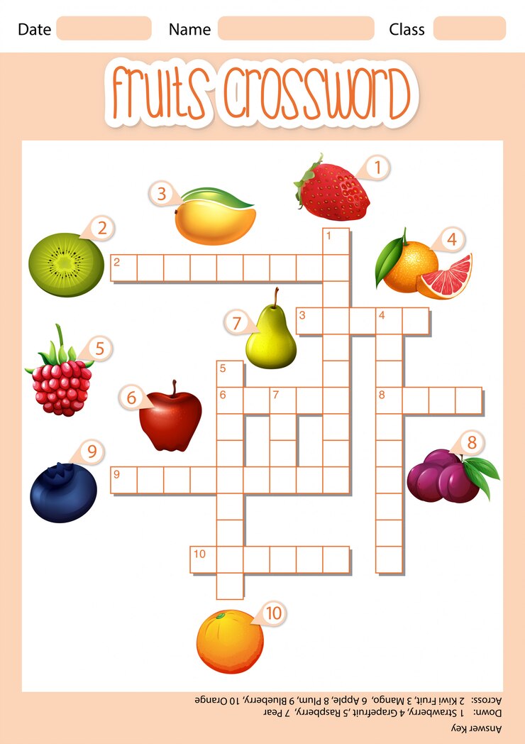 Free Vector fruit cross crossword