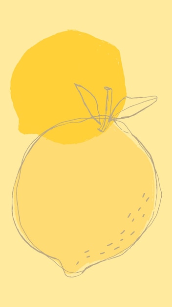 Free vector fruit doodle lemon vector on yellow background