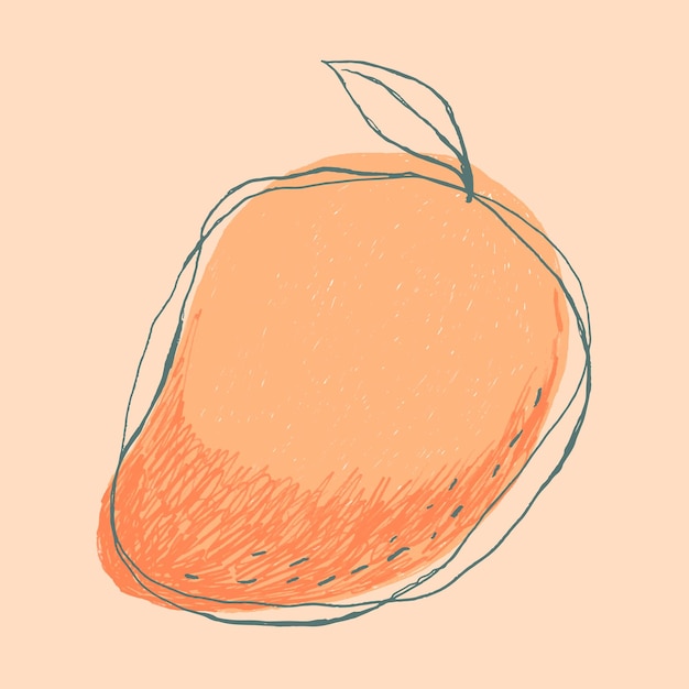 Vettore gratuito disegnato a mano di vettore di logo di mango di frutta doodle