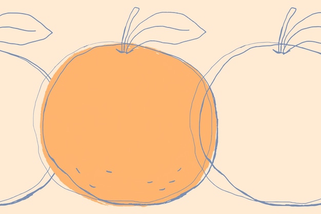 Vettore gratuito spazio di progettazione vettoriale arancione doodle di frutta