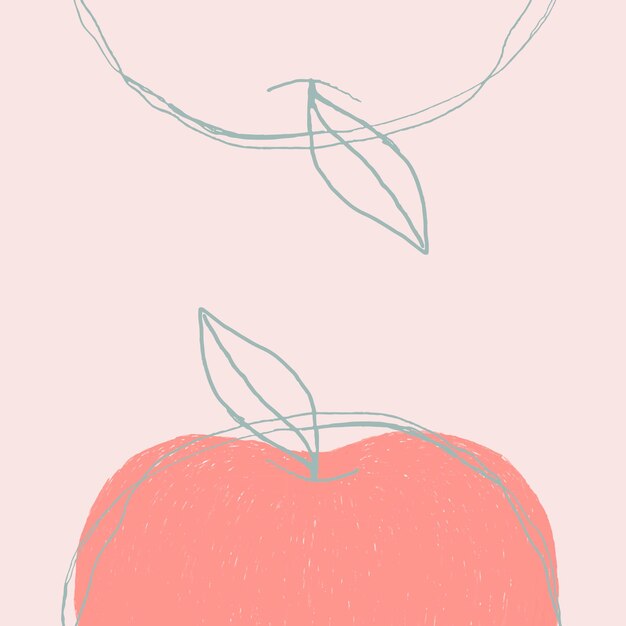 과일 낙서 핑크 사과 벡터 디자인 공간