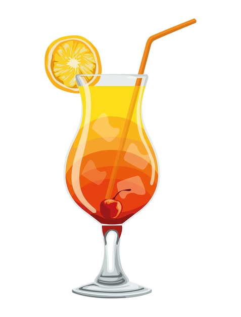 Бесплатное векторное изображение Иконка коктейля фруктовый напиток изолированная
