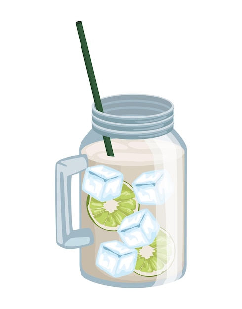 fruit drink with ice icon isolated