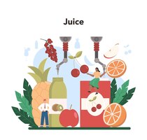 fruit farming industry idea of agriculture and cultivation organic harvest selection juice production isolated flat vector illustration