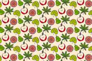 Free vector fruit and floral flat pattern