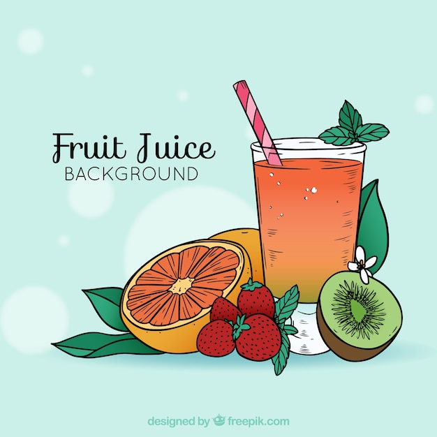 Free vector fruit juice background in hand-drawn style