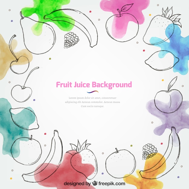Fruit juice background with watercolor stains
