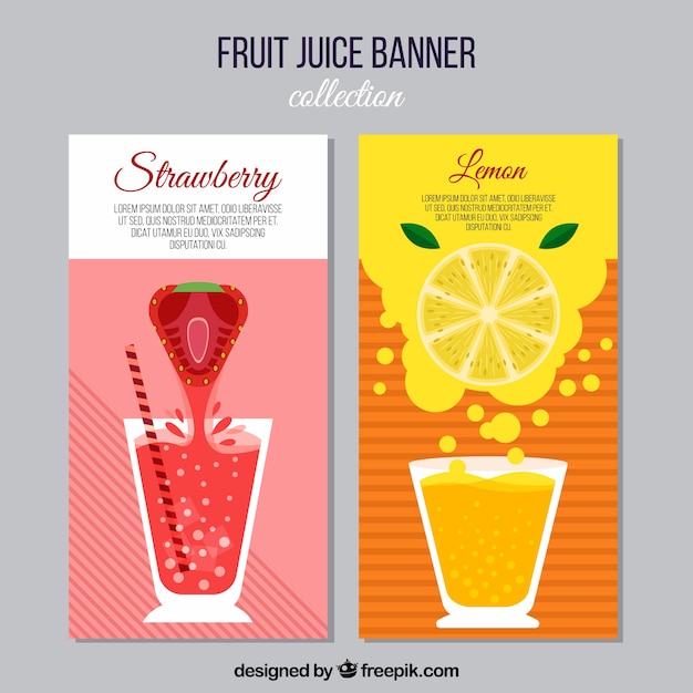 Бесплатное векторное изображение Баннеры с фруктовым соком
