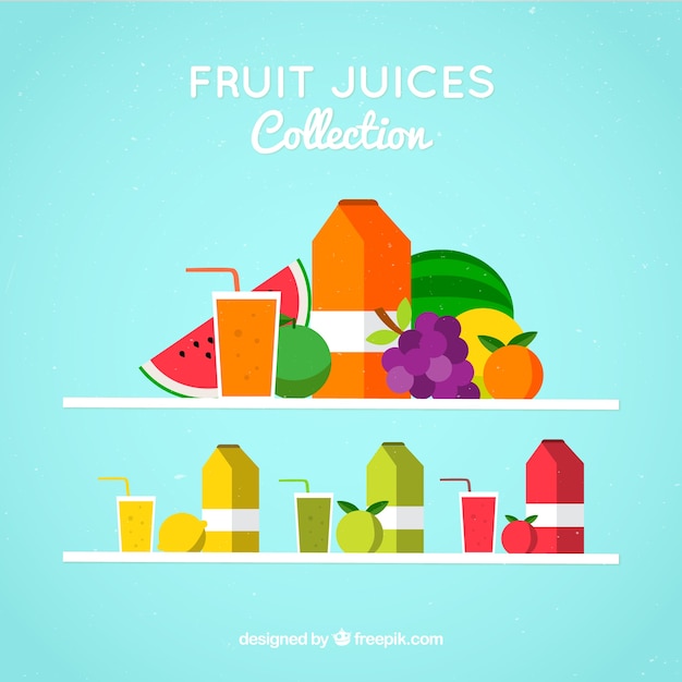 Free vector fruit juices collection in flat design