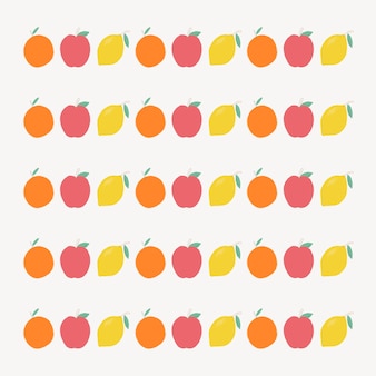 Fruit pattern brush illustration vector seamless lemon, orange, apple set