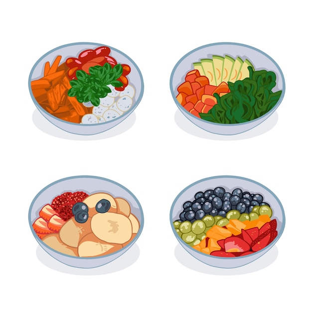 Fruit and salad bowls concept