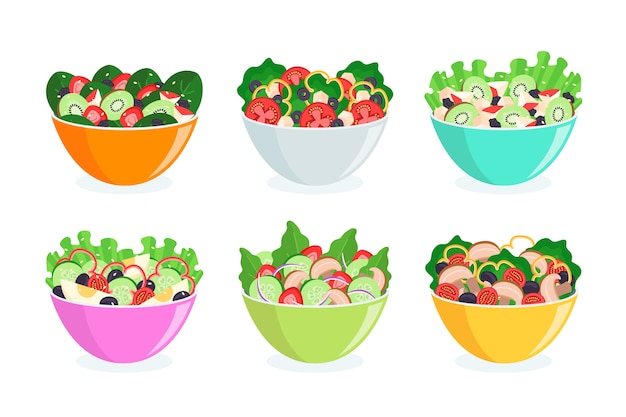 Fruit and salad bowls concept