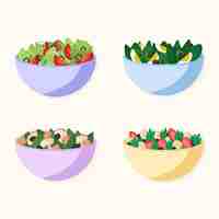 Free vector fruit and salad bowls