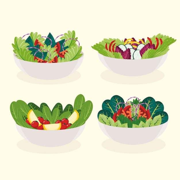 Free vector fruit and salad bowls