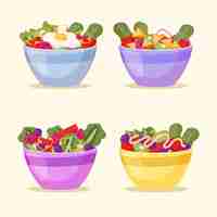 Free vector fruit and salad bowls