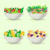 Free vector fruit and salad bowls