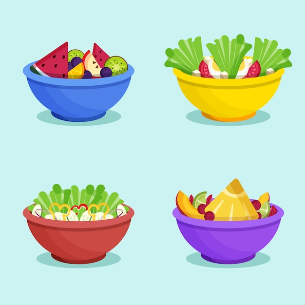 Free vector fruit and salad bowls