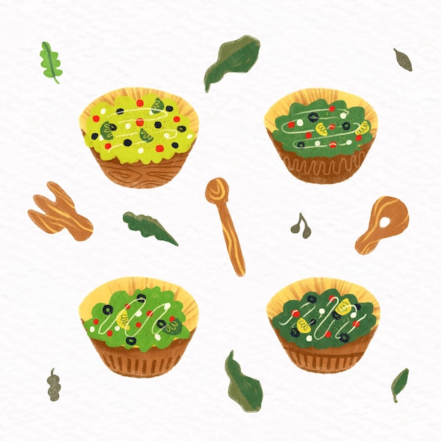 Free vector fruit and salad bowls