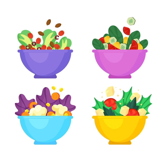 Free vector fruit and salad bowls