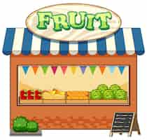 Free vector fruit shop with fruit cartoon style isolated