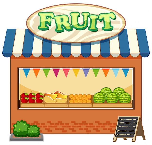 Vettore gratuito negozio di frutta con stile cartoon logo di frutta isolato