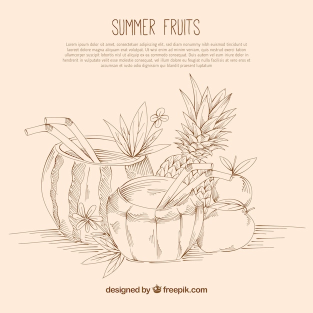 Free vector fruit sketches background