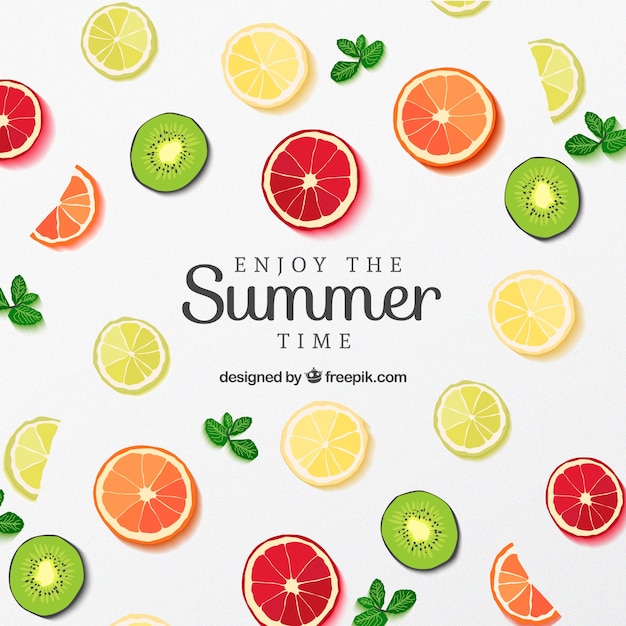 Free vector fruit slices poster for summer