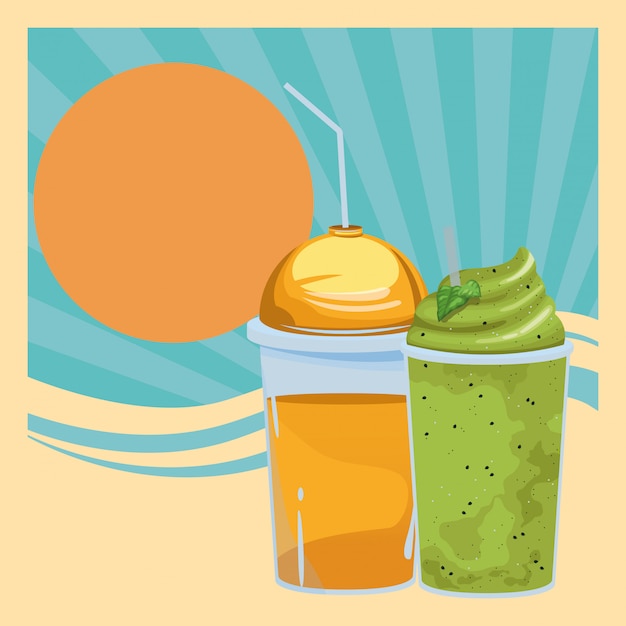 Fruit tropical smoothie drink cartoon