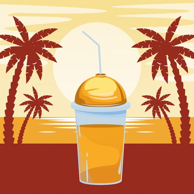 Free vector fruit tropical smoothie drink cartoon