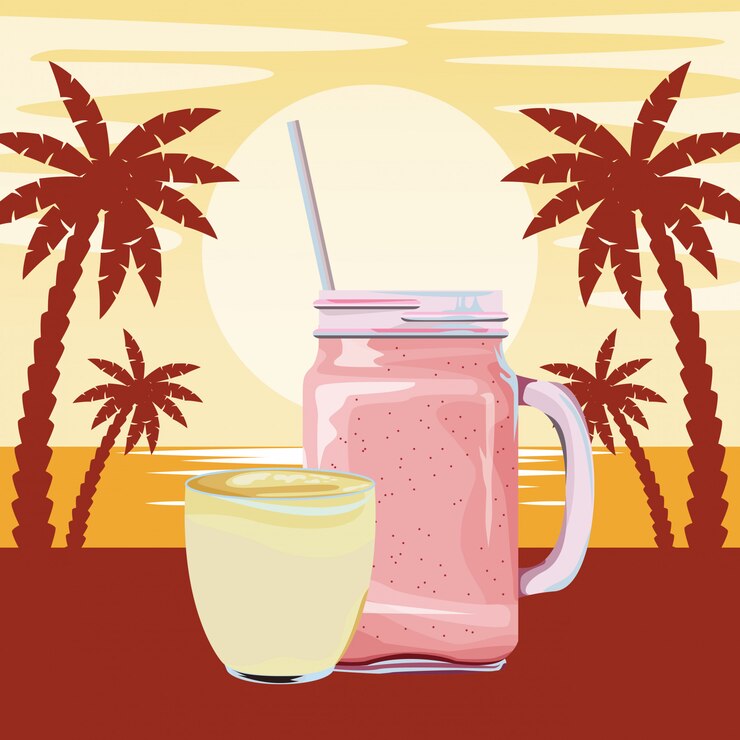 Free Vector fruit tropical smoothie drink cartoon