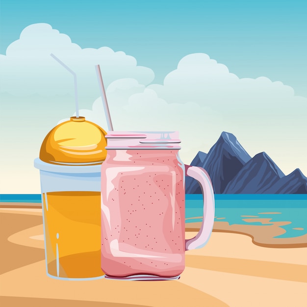 Free vector fruit tropical smoothie drink cartoon