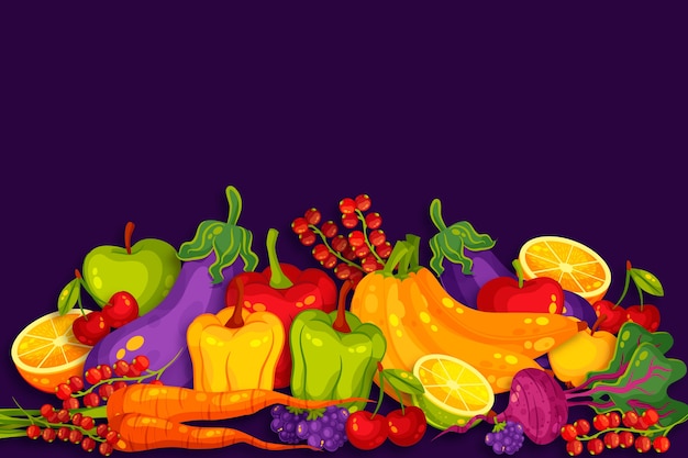 Free vector fruit and vegetable concept for background