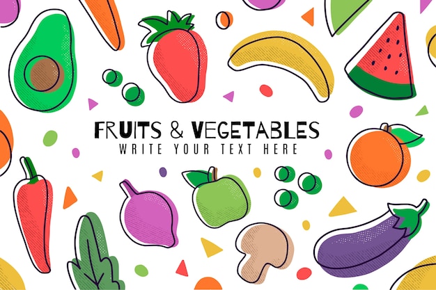 Vettore gratuito disegno di sfondo di frutta e verdura