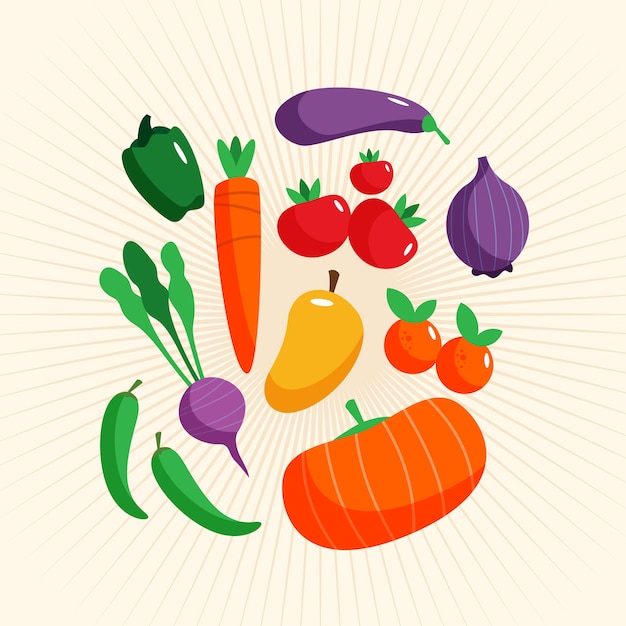 Free vector fruit and vegetables background style