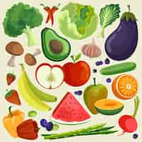 Free vector fruit and vegetables background style