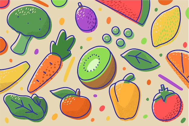 Free vector fruit and vegetables background