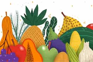 Free vector fruit and vegetables background