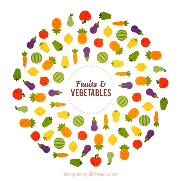Fruit and vegetables in flat design 