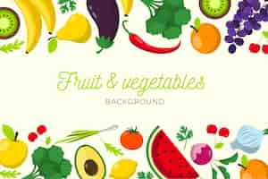 Free vector fruit and vegetables flat design