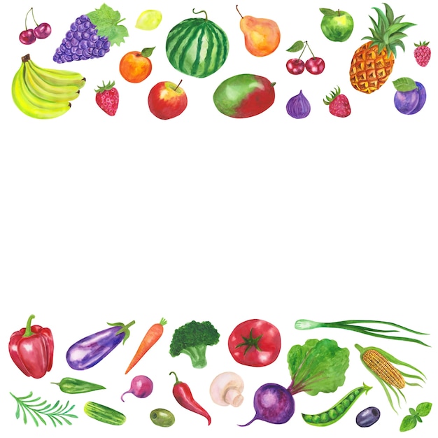 Free vector fruit and vegetables frame background