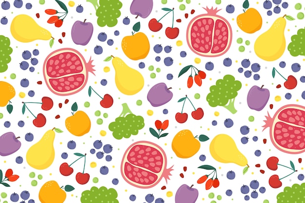 Free vector fruit and vegetables hand drawn design