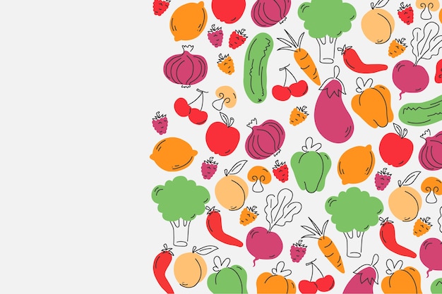Fruit and veggies copy space background