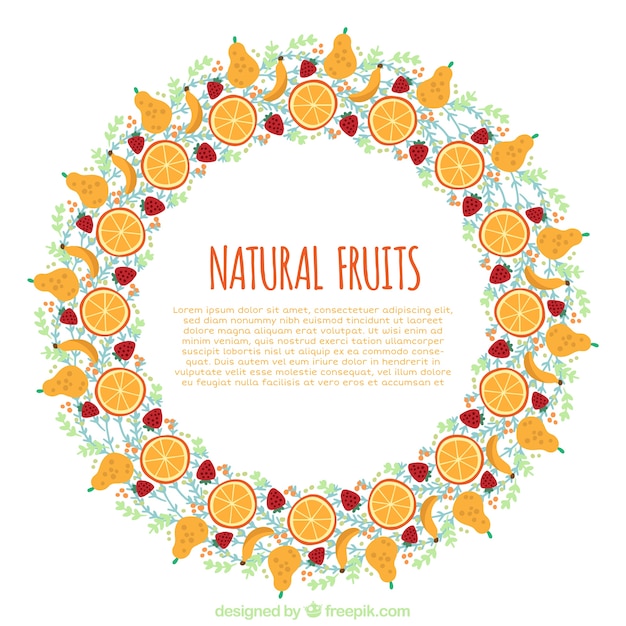 Fruit wreath in flat design