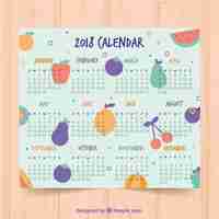 Free vector fruits 2018 calendar template