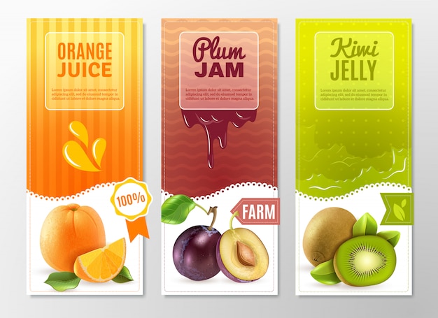 Free vector fruits 3 ad banners set